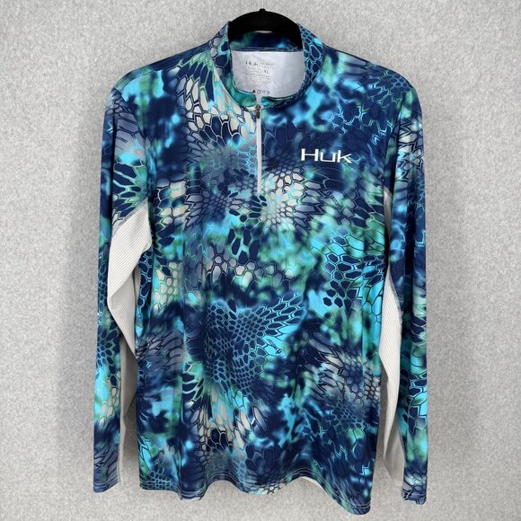 Huk Kryptek Mens Icon 1/4 Zip Top Shirt Size XL Long Sleeve Performance Fishing - Picture 1 of 12